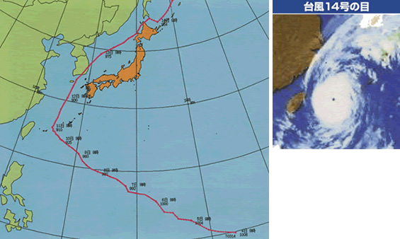 台風14号の経路図